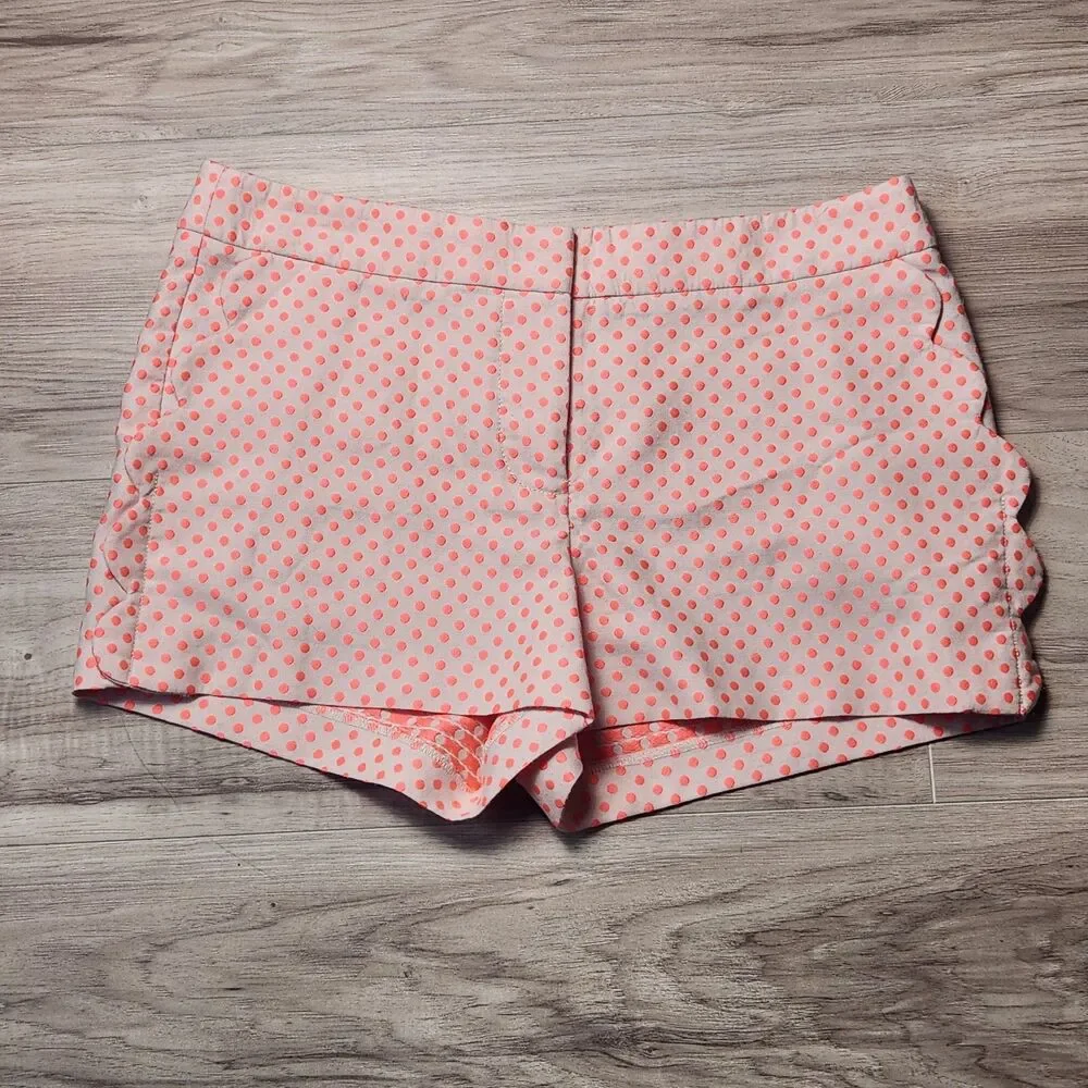 J.Crew Polka Dot Shorts Women's 6 Pink Coral Dressy Casual Preppy Summer Spring